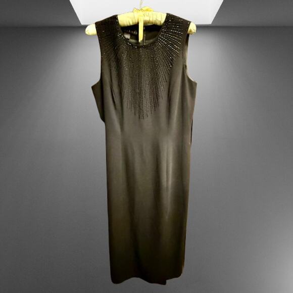 🎉HP!🎉 Marianna Black Beaded Cocktail Full Length Dress (Size 12) - Picture 2 of 6